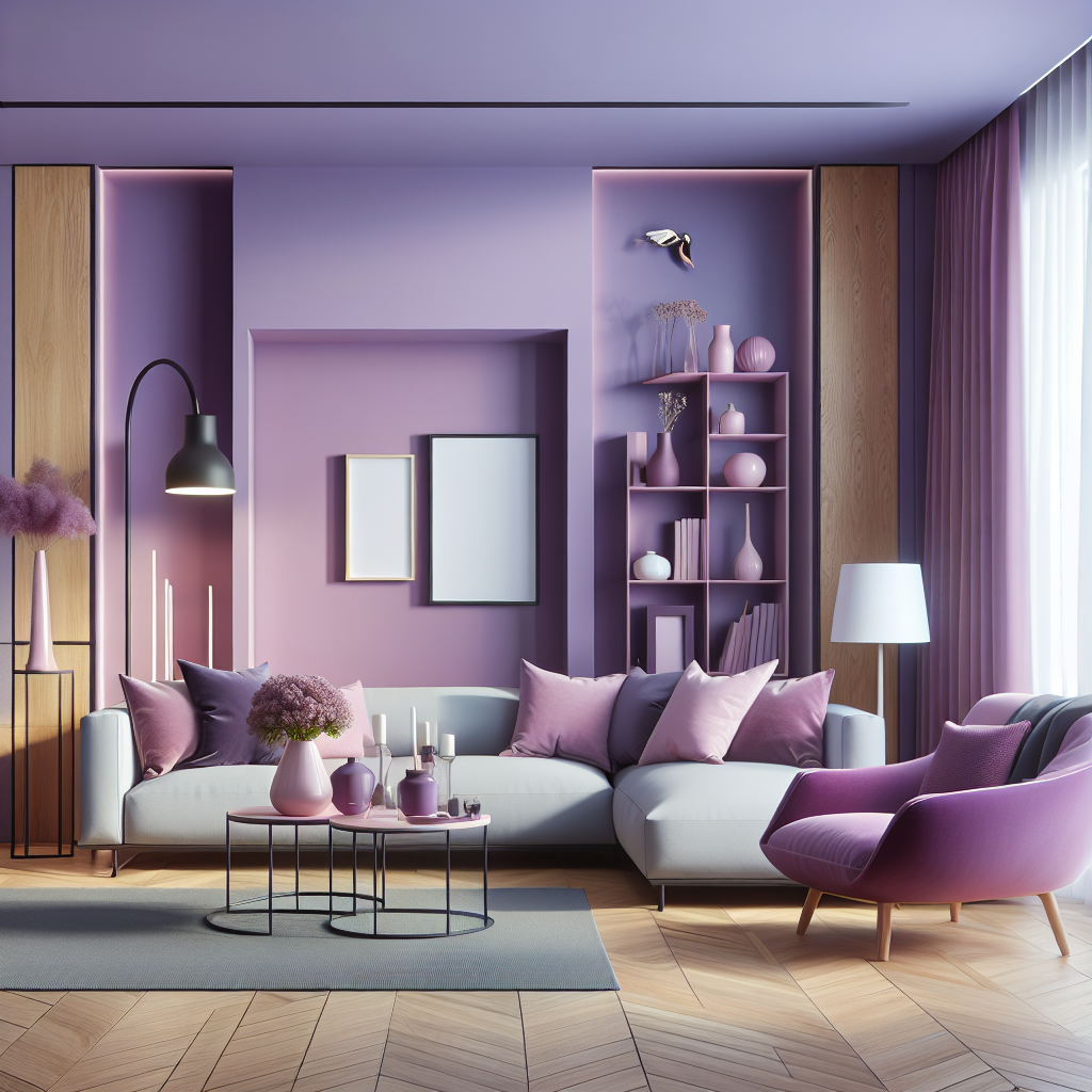 Woonkamer in RAL 4012 Parelmoer Violet