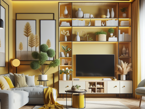 Woonkamer in kleur RAL 1005 Honinggeel