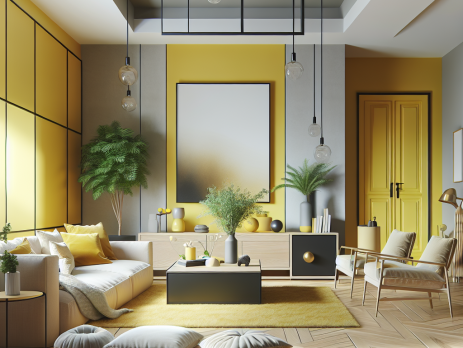 Woonkamer in kleur RAL 1012 Citroengeel