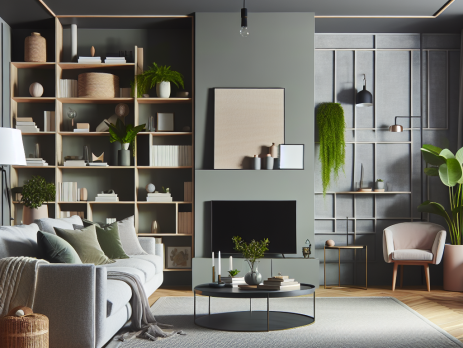 Woonkamer in kleur RAL 7003 Mosgrijs