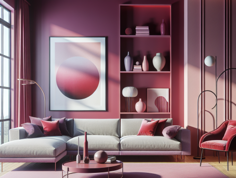 Woonkamer in kleur RAL 4001 Roodlila