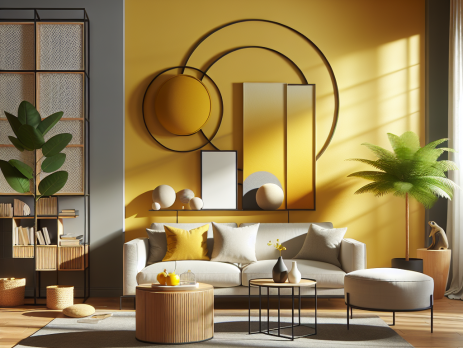 Woonkamer in kleur RAL 1037 Zonnegeel