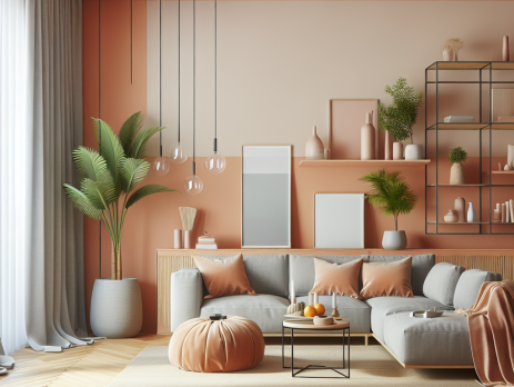 Woonkamer in kleur RAL 2003 Pasteloranje