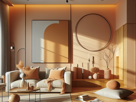 Woonkamer in kleur RAL 2007 Licht Oranje