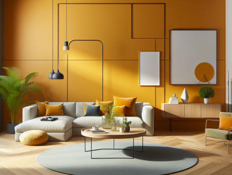 Woonkamer in kleur RAL 2000 Geeloranje