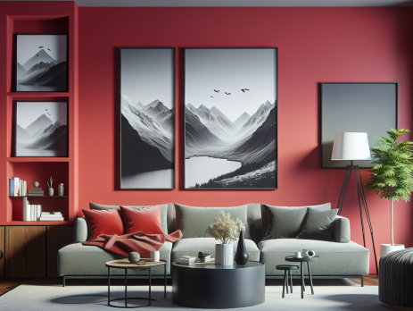 Woonkamer in kleur RAL 3009 Oxyderood