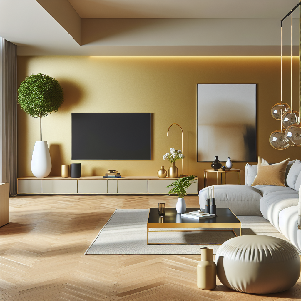 Woonkamer in kleur RAL 1002 Zandgeel