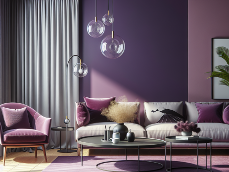 Woonkamer in kleur RAL 4006 Verkeerspurper