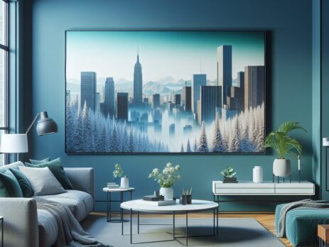 Woonkamer in kleur RAL 5001 Groenblauw