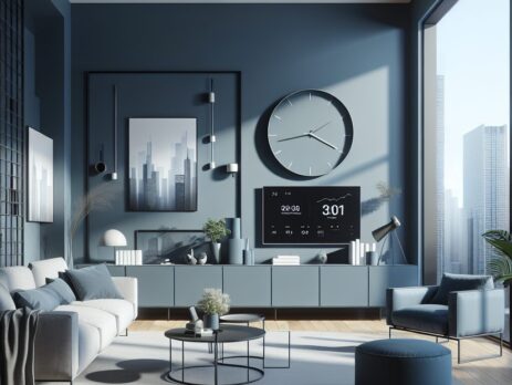 Woonkamer in kleur RAL 5011 Staalblauw