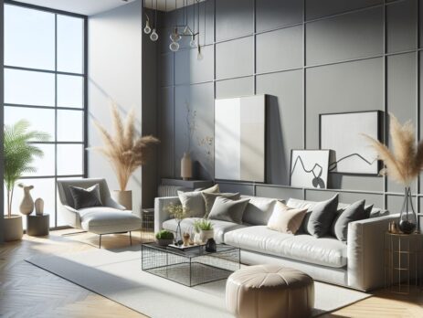 Woonkamer in kleur RAL 7048 Parelmoermuisgrijs