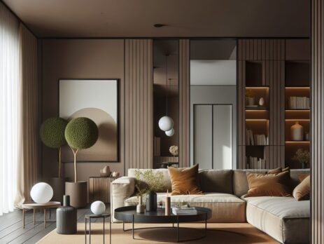 Woonkamer in kleur RAL 8007 Reebruin