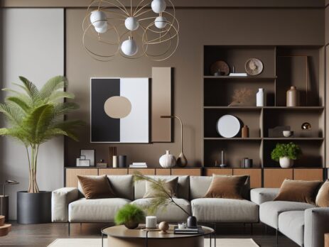 Woonkamer in kleur RAL 8008 Olijfbruin