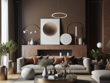 Woonkamer in kleur RAL 8015 Kastanjebruin