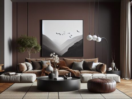 Woonkamer in kleur RAL 8016 Mahoniebruin