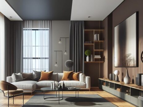 Woonkamer in kleur RAL 8017 Chocoladebruin