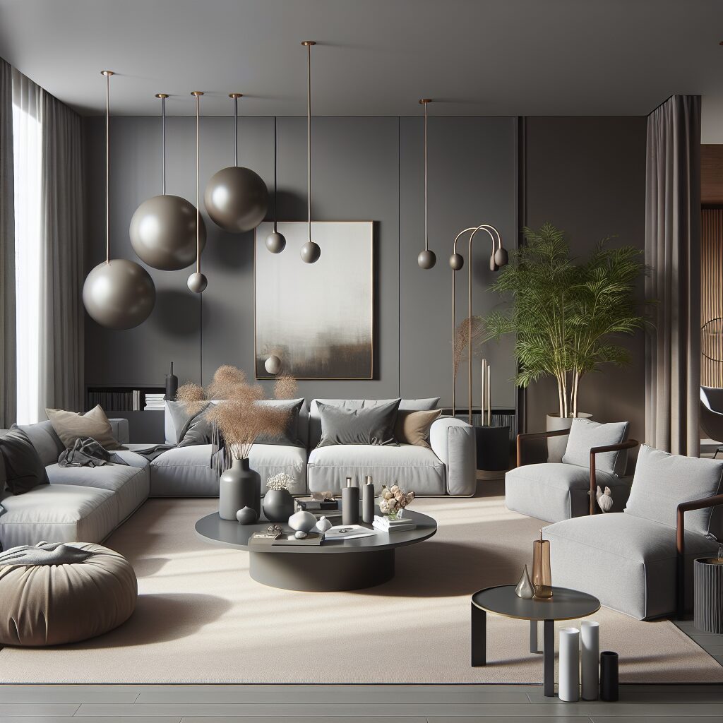 Woonkamer in kleur RAL 8019 Grijsbruin