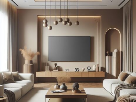 Woonkamer in kleur RAL 8024 Beigebruin