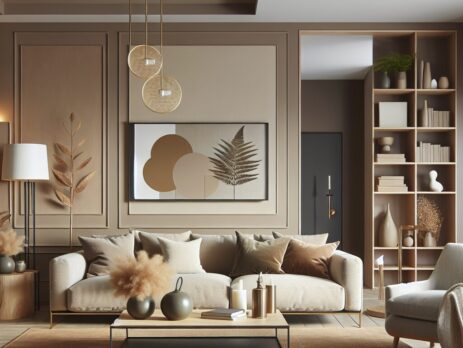Woonkamer in kleur RAL 8025 Bleekbruin