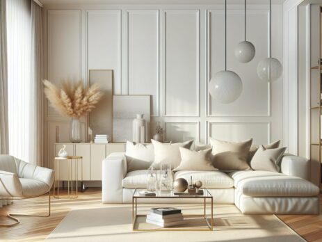 Woonkamer in kleur RAL 9001 Crèmewit