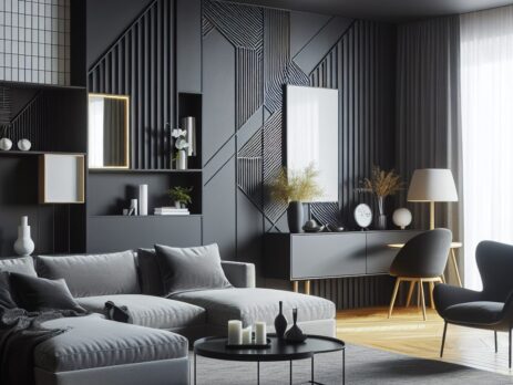 Woonkamer in kleur RAL 9005 Gitzwart