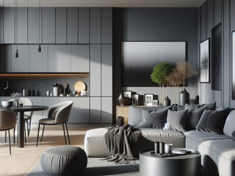 Woonkamer in kleur RAL 9007 Grijs aluminiumkleurig