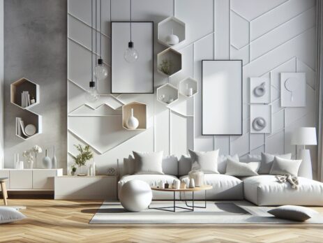 Woonkamer in kleur RAL 9010 Zuiver wit (Reinwit)