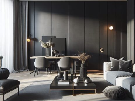 Woonkamer in kleur RAL 9011 Grafietzwart