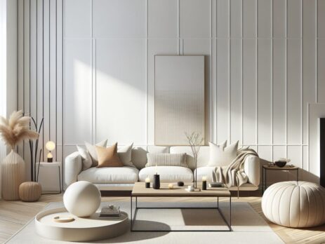 Woonkamer in kleur RAL 9018 Papyruswit
