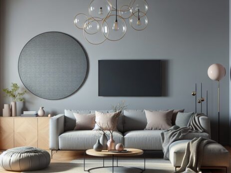 Woonkamer in kleur RAL 9022 Parelmoerlichtgrijs