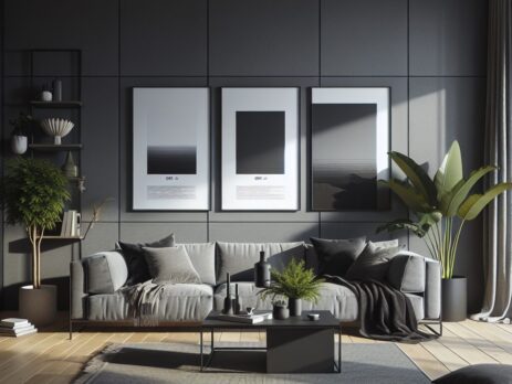 Woonkamer in kleur RAL 9023 Parelmoerdonkergrijs