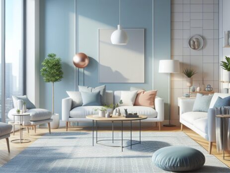 Woonkamer in kleur RAL 5024 Pastelblauw