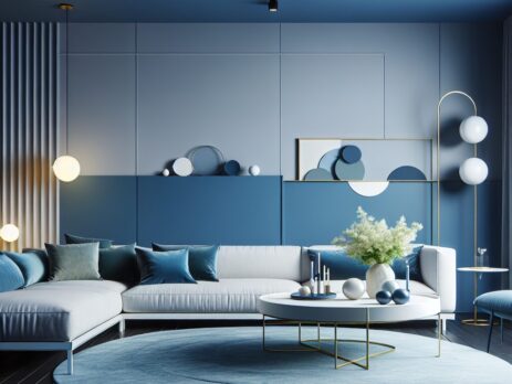 Woonkamer in kleur RAL 5026 Luminous Blue
