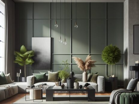 Woonkamer in kleur RAL 6006 Grijs Olijfgroen