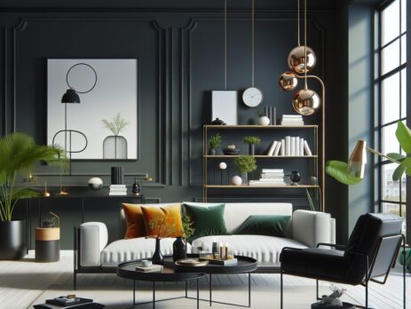 Woonkamer in kleur RAL 6012 Zwartgroen