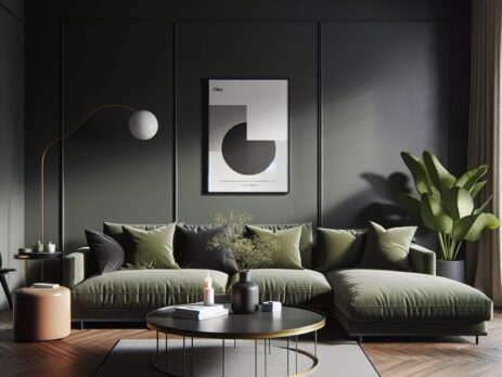 Woonkamer in kleur RAL 6015 Zwart Olijfgroen