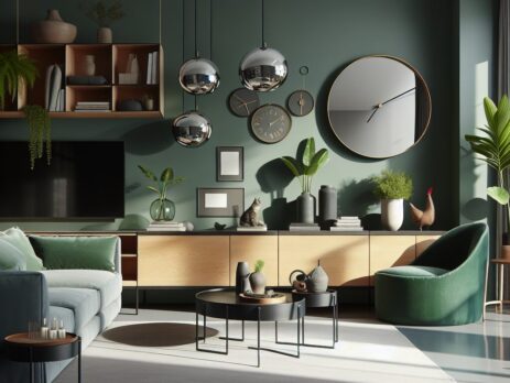 Woonkamer in kleur RAL 6020 Chroomoxydegroen