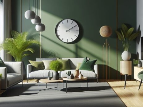 Woonkamer in kleur RAL 6024 Verkeersgroen