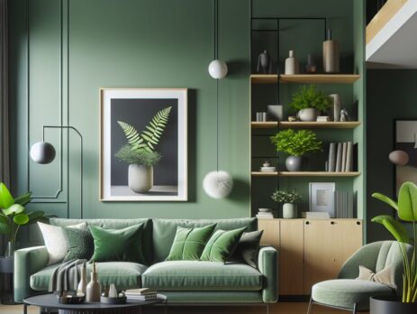 Woonkamer in kleur RAL 6025 Varengroen