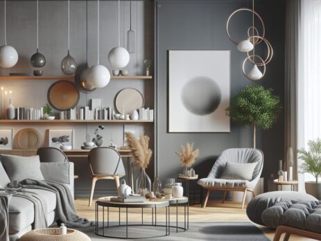 Woonkamer in kleur RAL 7001 Zilvergrijs