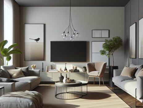 Woonkamer in kleur RAL 7006 Beigegrijs