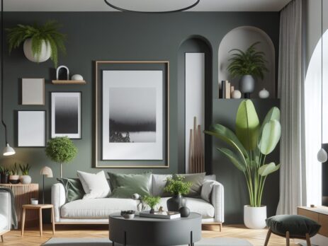 Woonkamer in kleur RAL 7009 Groengrijs
