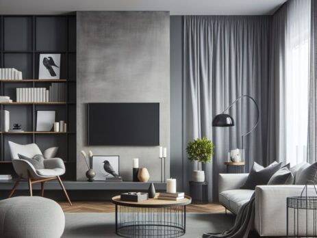 Woonkamer in kleur RAL 7023 Betongrijs