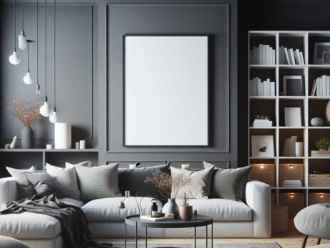 Woonkamer in kleur RAL 7024 Grafietgrijs