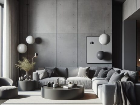 Woonkamer in kleur RAL 7026 Granietgrijs