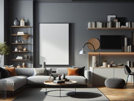 Woonkamer in kleur RAL 7036 Platinagrijs