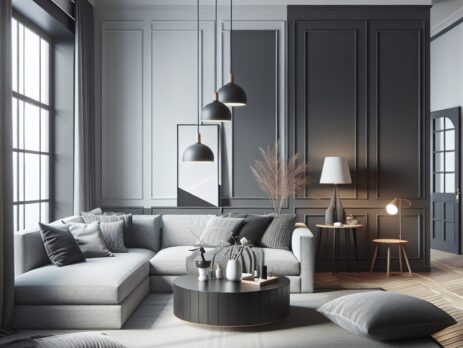Woonkamer in kleur RAL 7038 Agaatgrijs