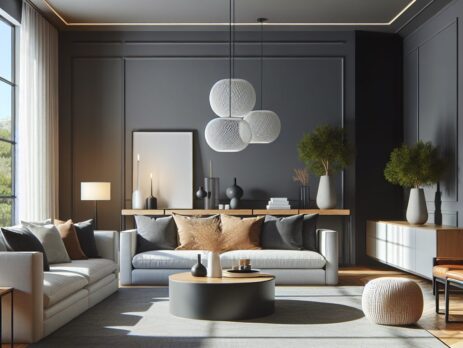 Woonkamer in kleur RAL 7039 Kwartsgrijs