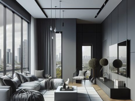 Woonkamer in kleur RAL 7040 Venstergrijs