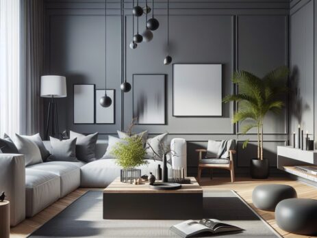 Woonkamer in kleur RAL 7042 Verkeersgrijs A